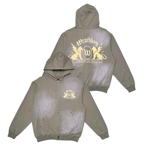 Wrathboy Other - Wrathboy Maison De Wrath Lt Deep Taupe Zip Up Hoodie Sweatshirt Style Size L